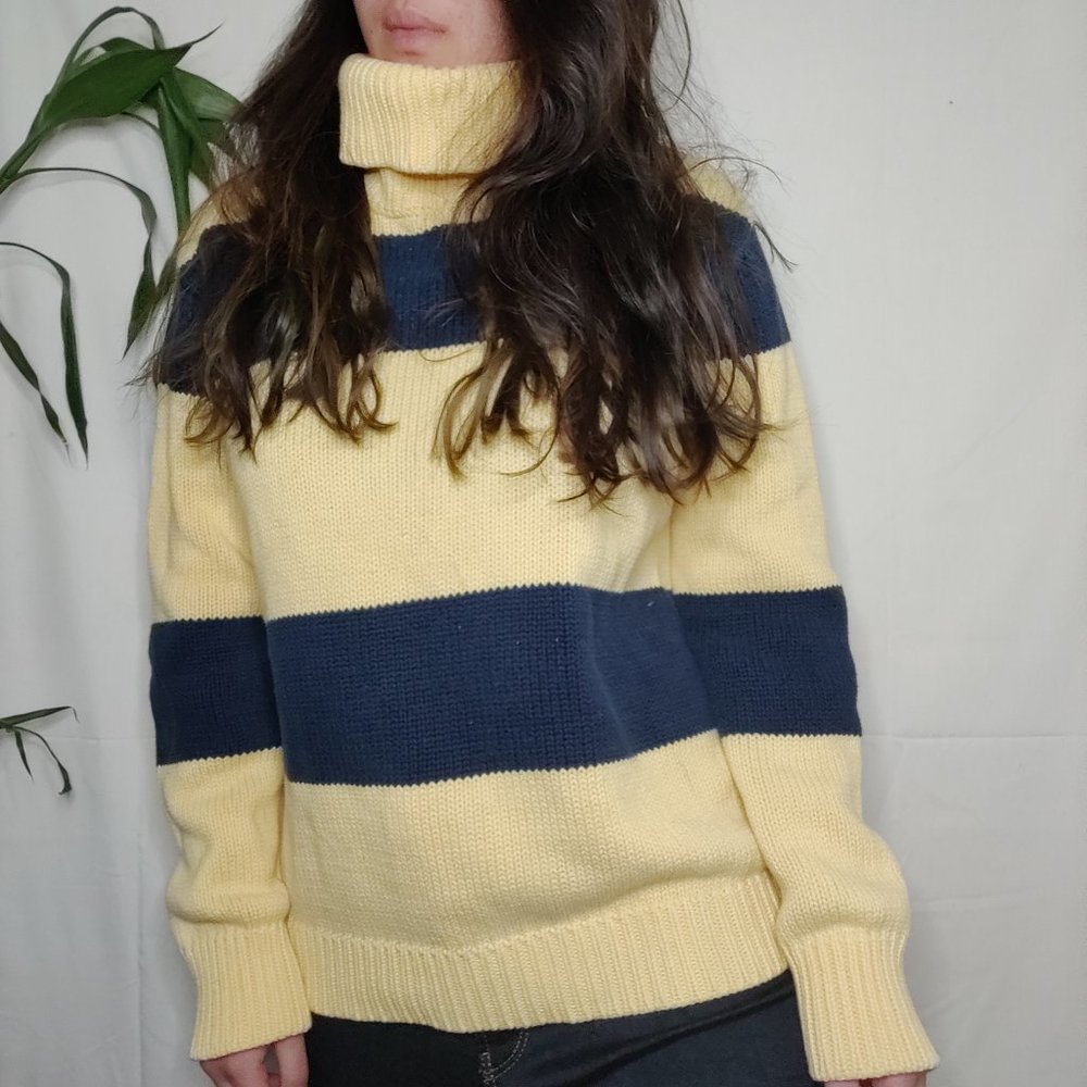 Yellow and Blue Turtle Neck Sweater